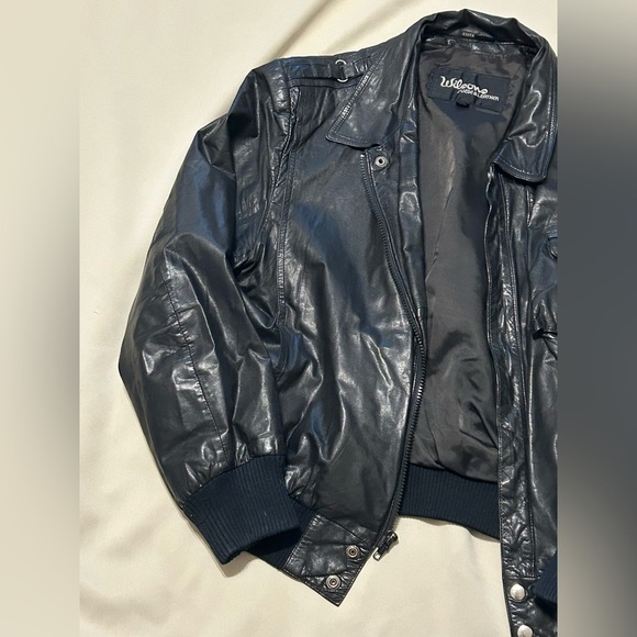 Vintage Wilson Black Leather Bomber Jacket Men’s Size 44 - Picture 4 of 12